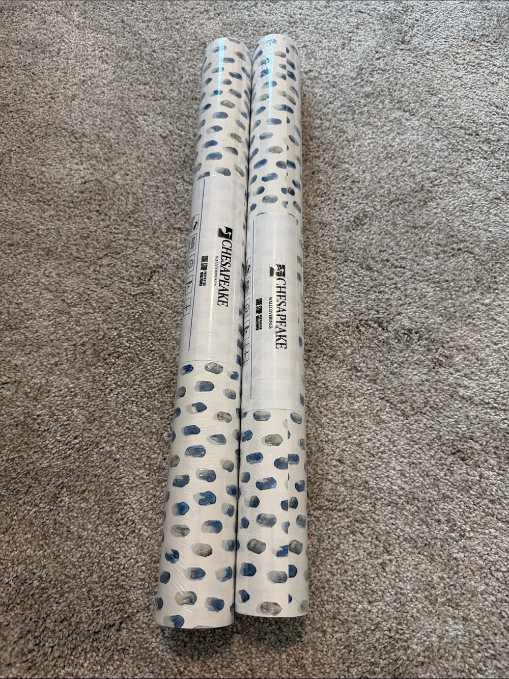 Chesapeake Wallpaper. Madeline Blue Dot. 2 brand new rolls.